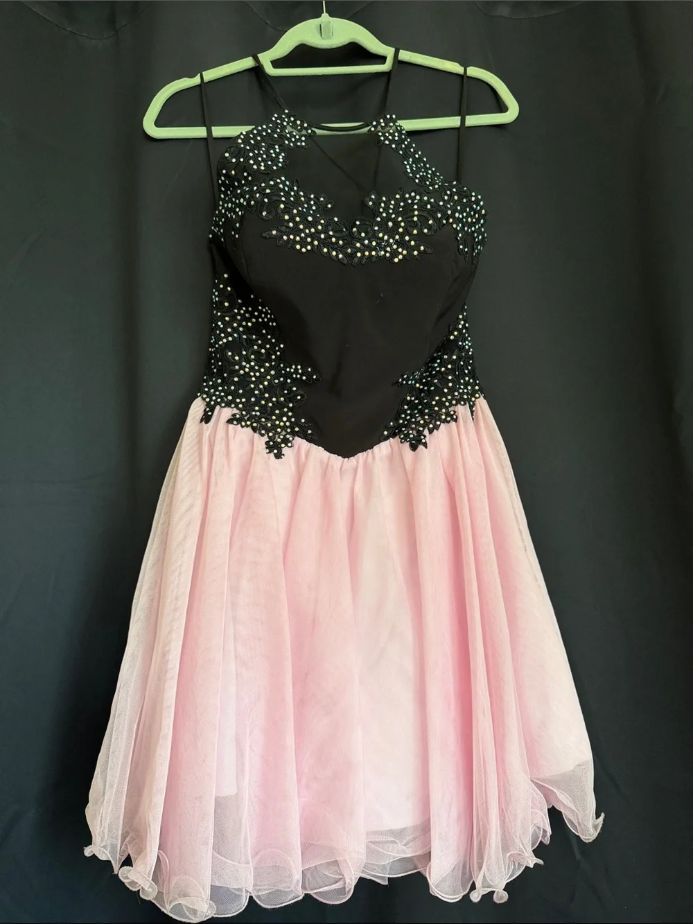 Kids Black & Pink Party Dress with Jeweled Bodice